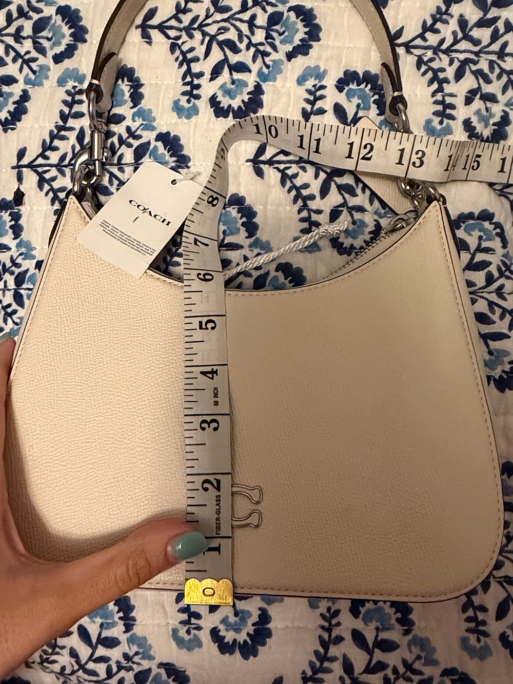 Coach Pebbled Leather Shoulder Bag in Chalk/Beige - Picture 8 of 8